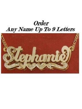 Personalized 3D Double Plate Name Necklace – Custom Gold or Two Tone Nameplate J